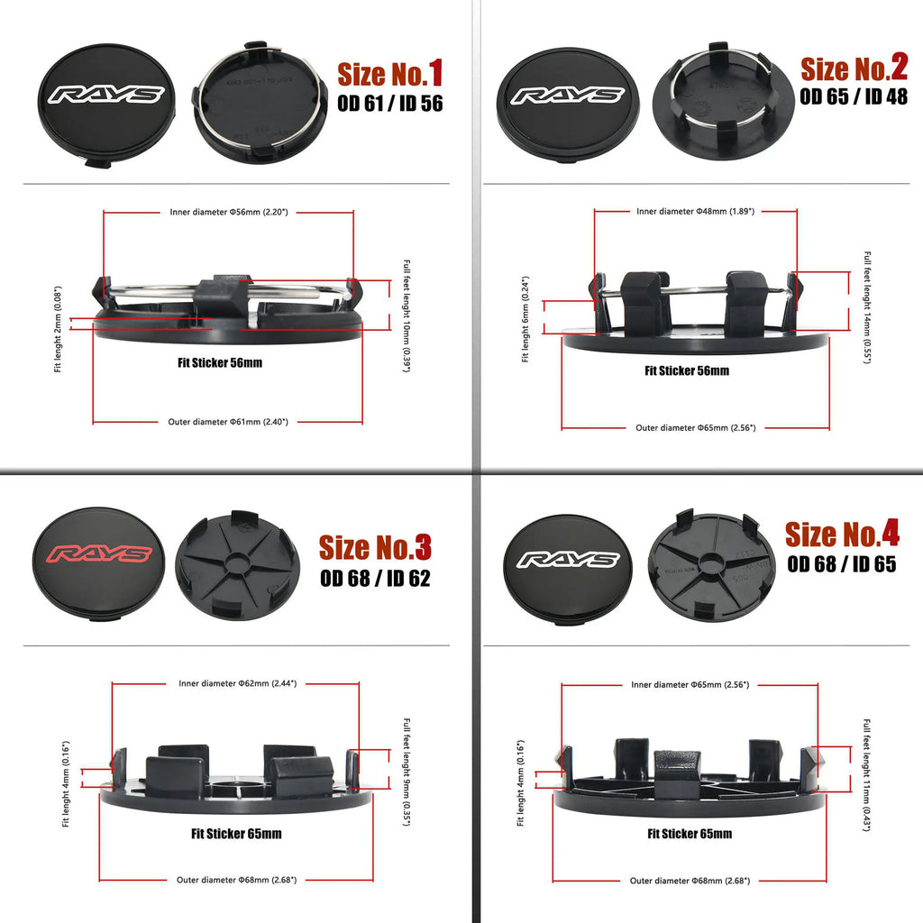 Universal Wheel Center Caps, Multiple Sizes, Set of 4