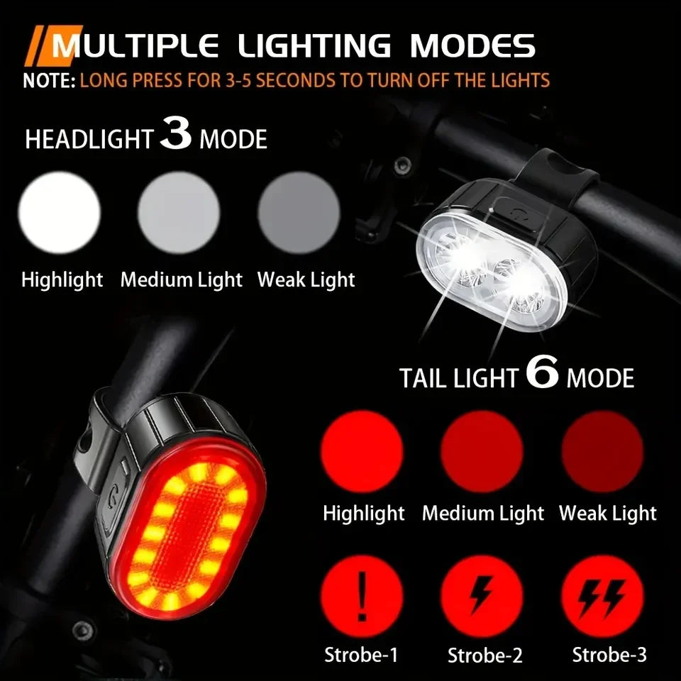Rechargeable Bike Lighting Front/Rear Lights Bicycle Lamp Led Cycling Light Bike Flashlight for Bicycle Front Taillight Lantern