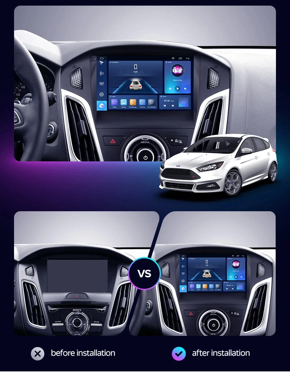 Ford Focus 3 Android Car Stereo with GPS, CarPlay & 9" Touchscreen - image 2