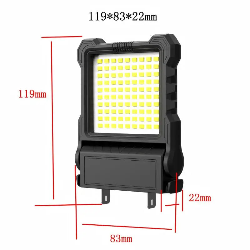 Super Bright Portable LED Work Light for Night Work, 21V Li-ion Battery