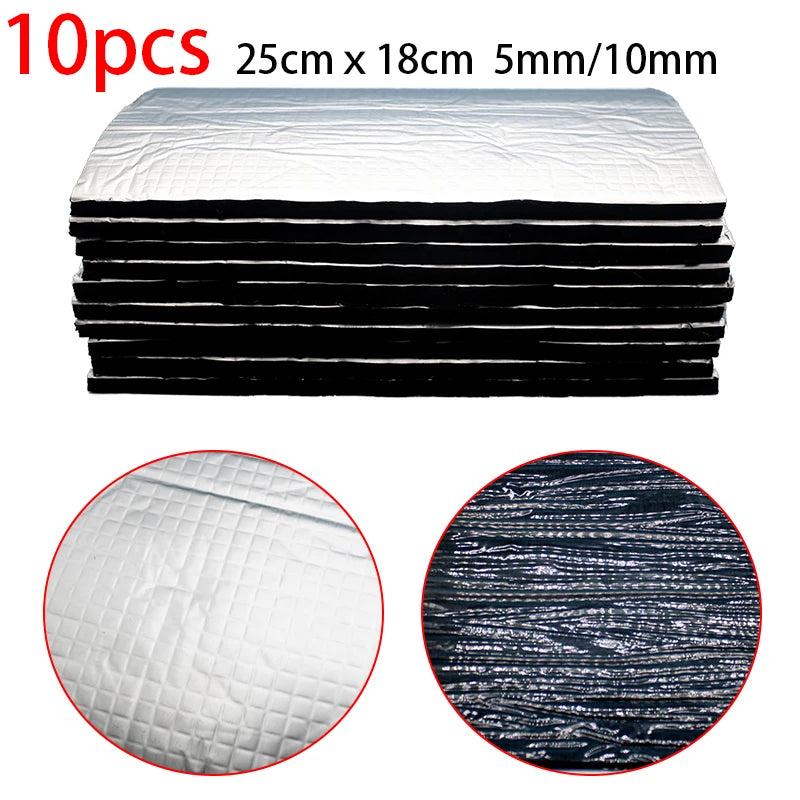 5mm car sound deadener mats 10 pack, slim hood and panel noise insulation