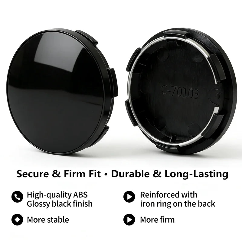 Universal 50mm Wheel Center Hub Covers (4-Pack) – Dustproof ABS Caps