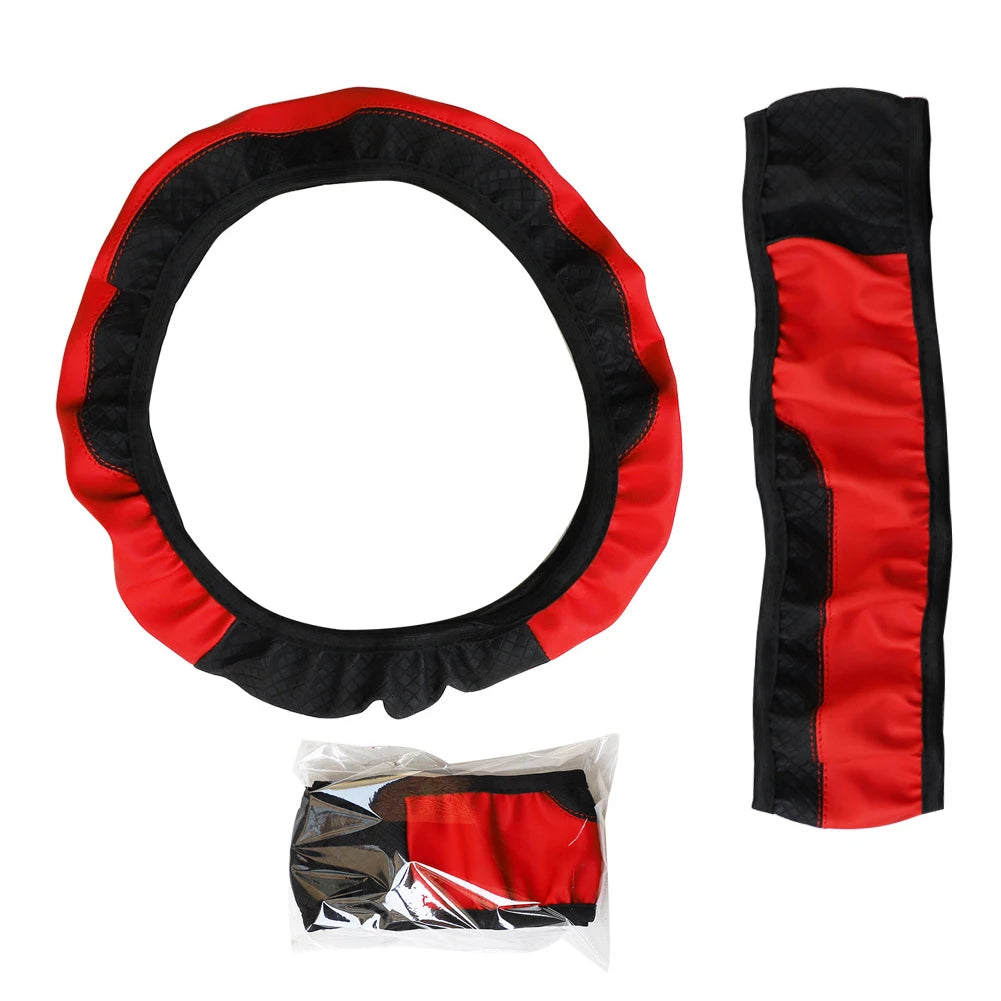 Universal PU Leather Steering Wheel Cover 37-38 cm Anti-Slip - image 14