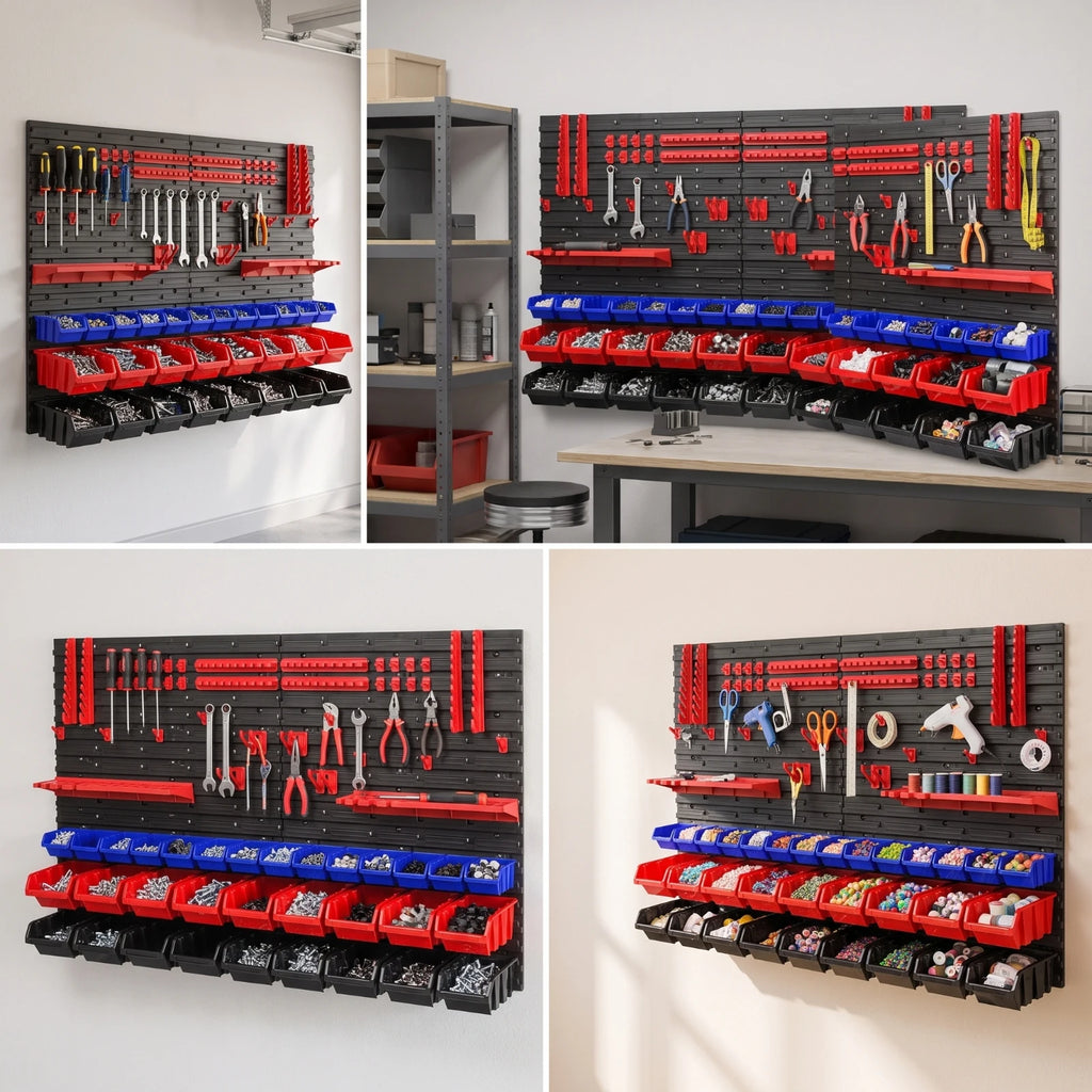 Pegboard Organizer with Bins Modular Tool Organizer Board Wall-Mounted Storage Rack with Bins Customizable for DIYers, Workshop