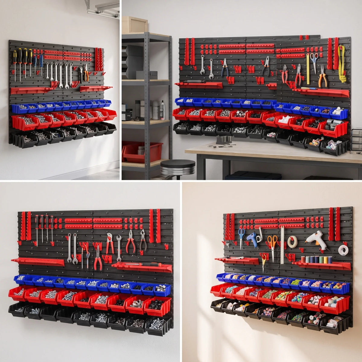 Pegboard Organizer with Bins Modular Tool Organizer Board Wall-Mounted Storage Rack with Bins Customizable for DIYers, Workshop