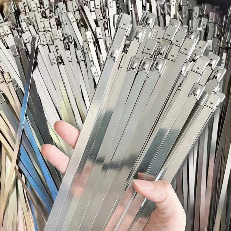 304 Stainless Steel Zip Ties 4.6mm Heavy Duty Self-Locking Cable Ties for Vehicles
