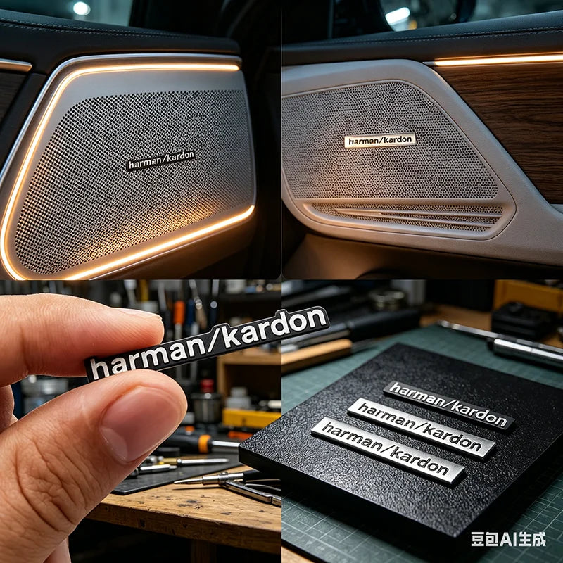 Aluminum Car Speaker Emblem Sticker – Silver, Universal Fit