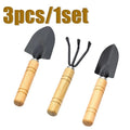 3Pcs/Set Mini Gardening Tools Set | Portable Shovel & Rake Kit with Wooden Handles for Indoor Planting, Soil Loosening