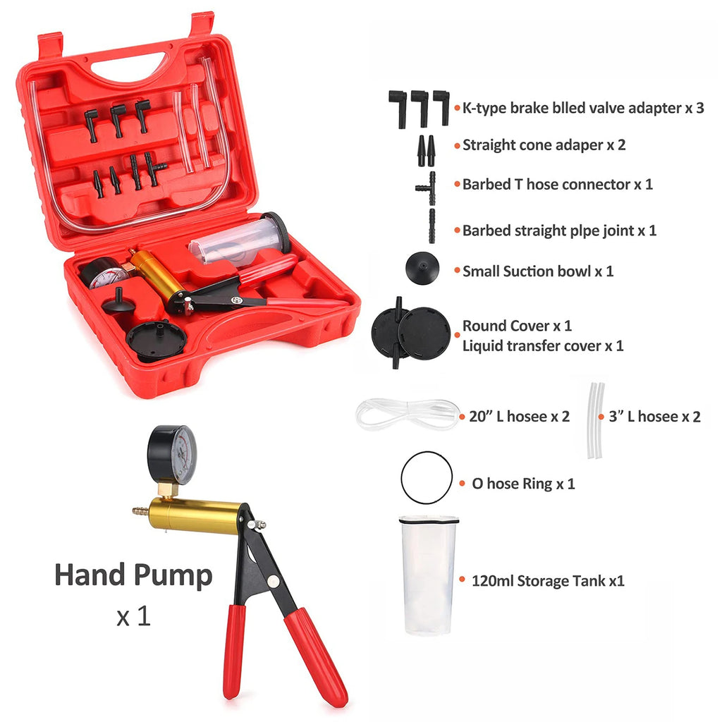 Manual Brake Bleeder Vacuum Pump Kit Vacuum Pistol Pump Tester Tools Car Brake Bleeding Pumping Vacuum Pressure Gauge