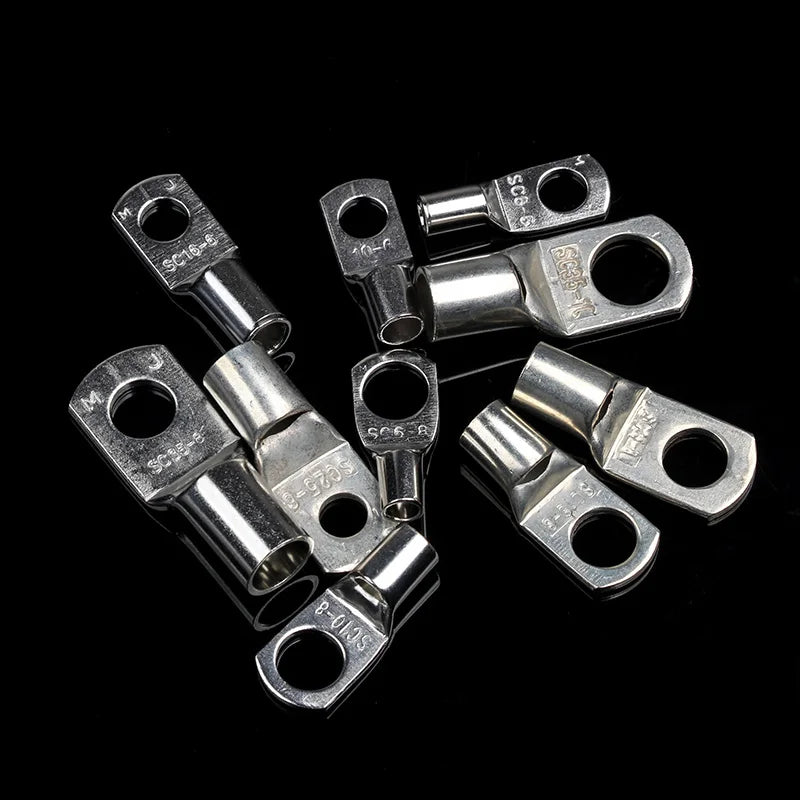 100PCS Ring Terminal Cable Shoes Lugs 35mm2 Tinned Copper Lug Wire eye Connectors Bare Terminals Lugs Wire Copper Kit Butt Plug