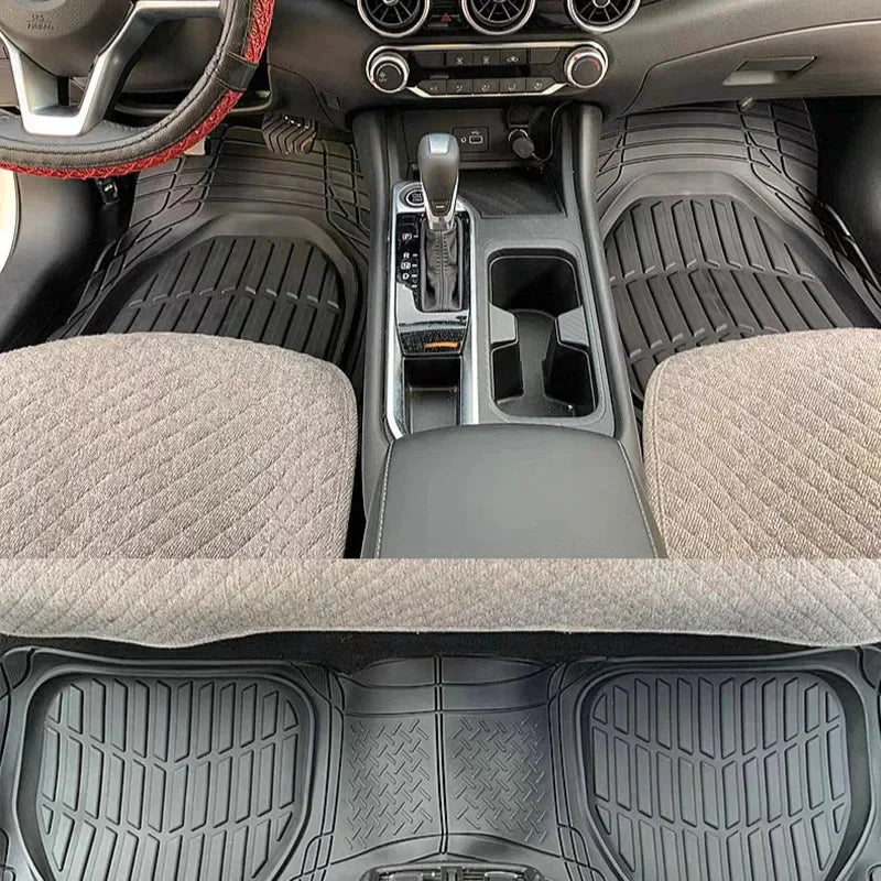 SET/3pcs Universal Car Floor Mats-Deep Dish Heavy Duty Rubber Floor Mats for Car SUV Truck & Van-All Weather Protection