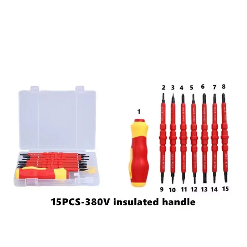 15Pcs 1000V Insulated Screwdriver Set Electrician Kit Magnetic Bits - image 16