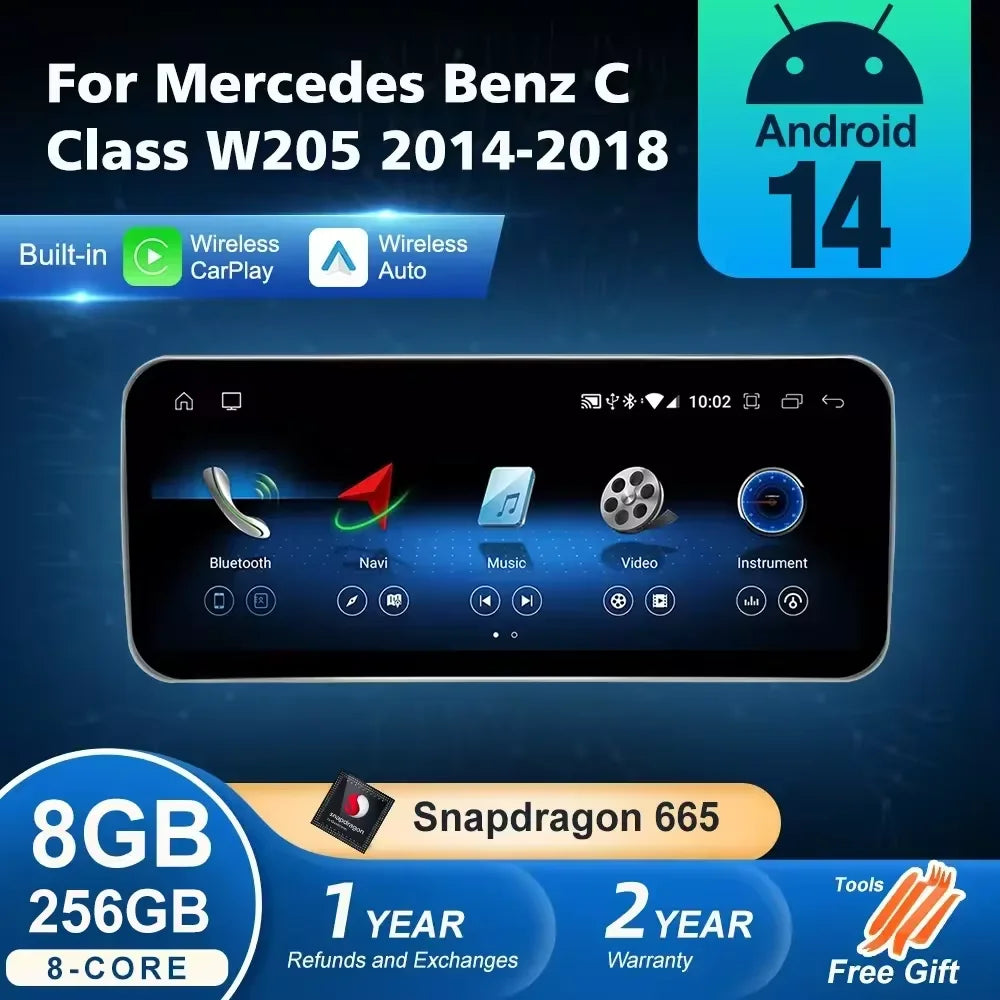 Wireless CarPlay Android Auto Screen for Mercedes C-Class W205 - image 6
