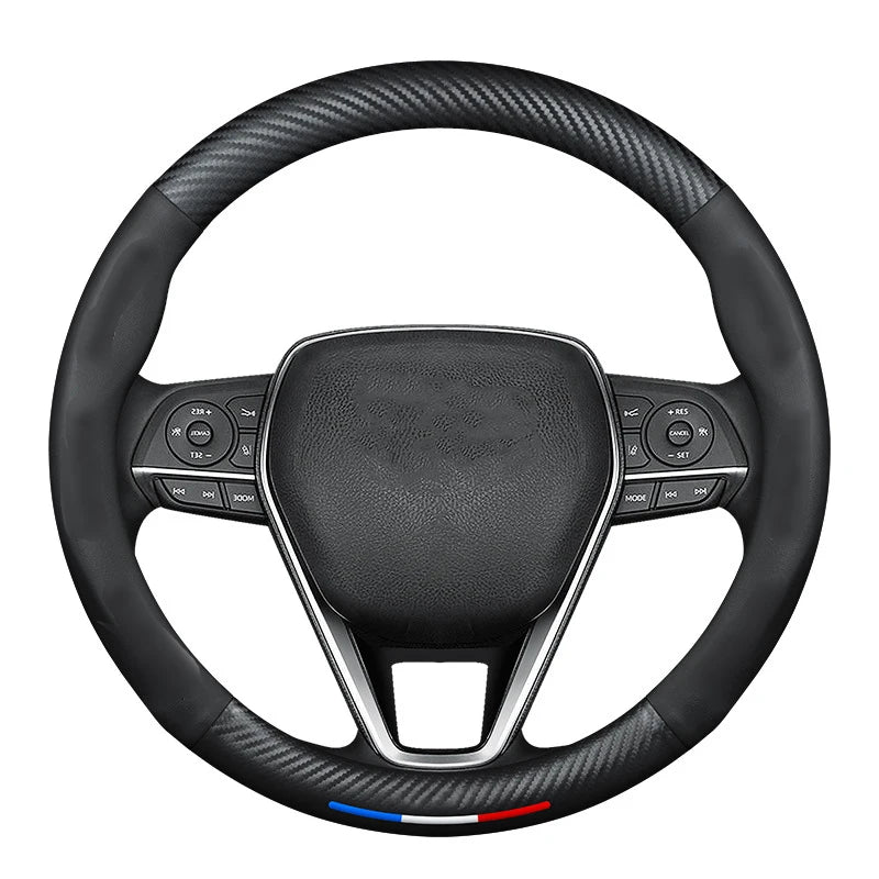 Universal Carbon Fiber Leather Steering Wheel Cover for Toyota - image 2