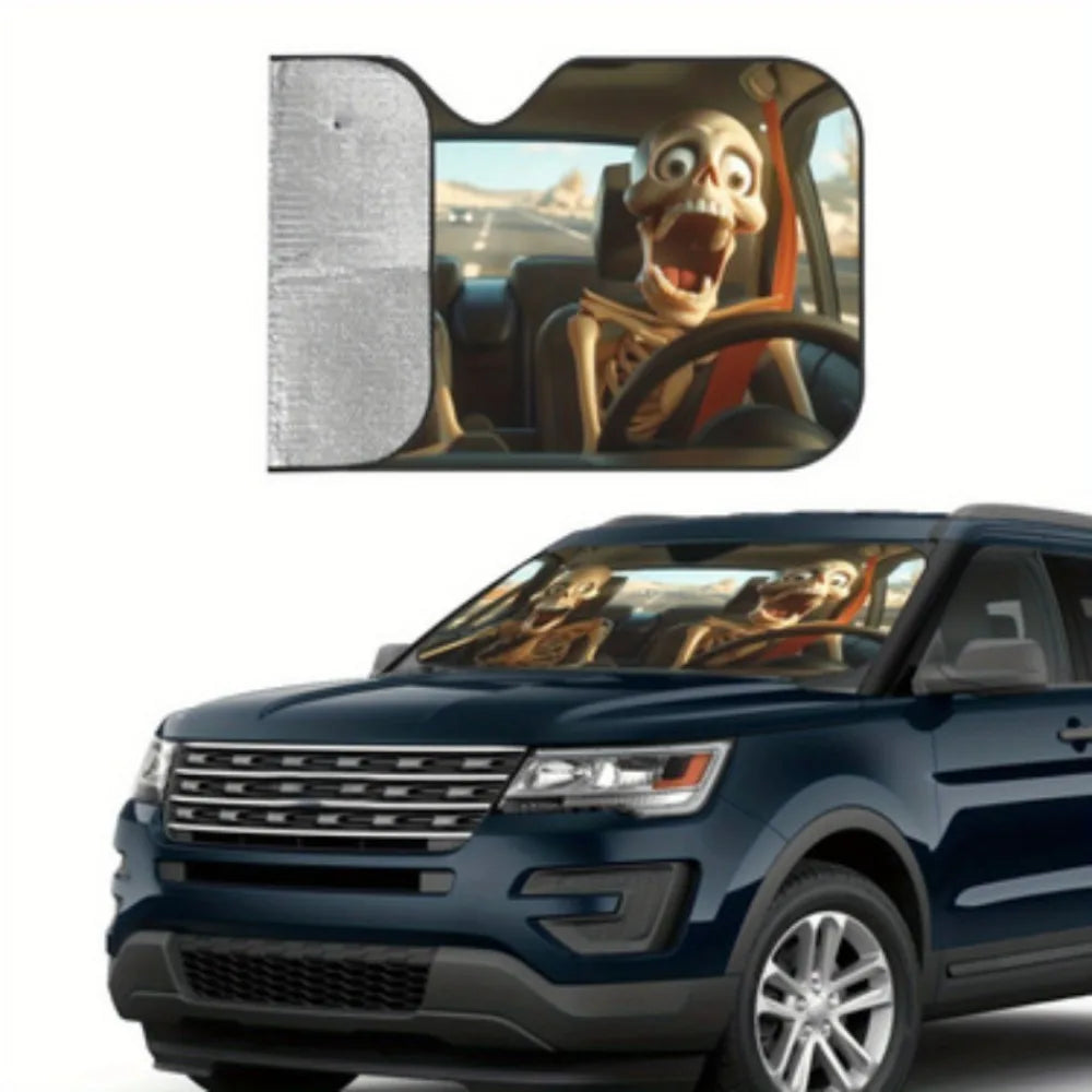 Foldable Windshield Sun Shade with Fun Animal Prints, 55 x 30 in