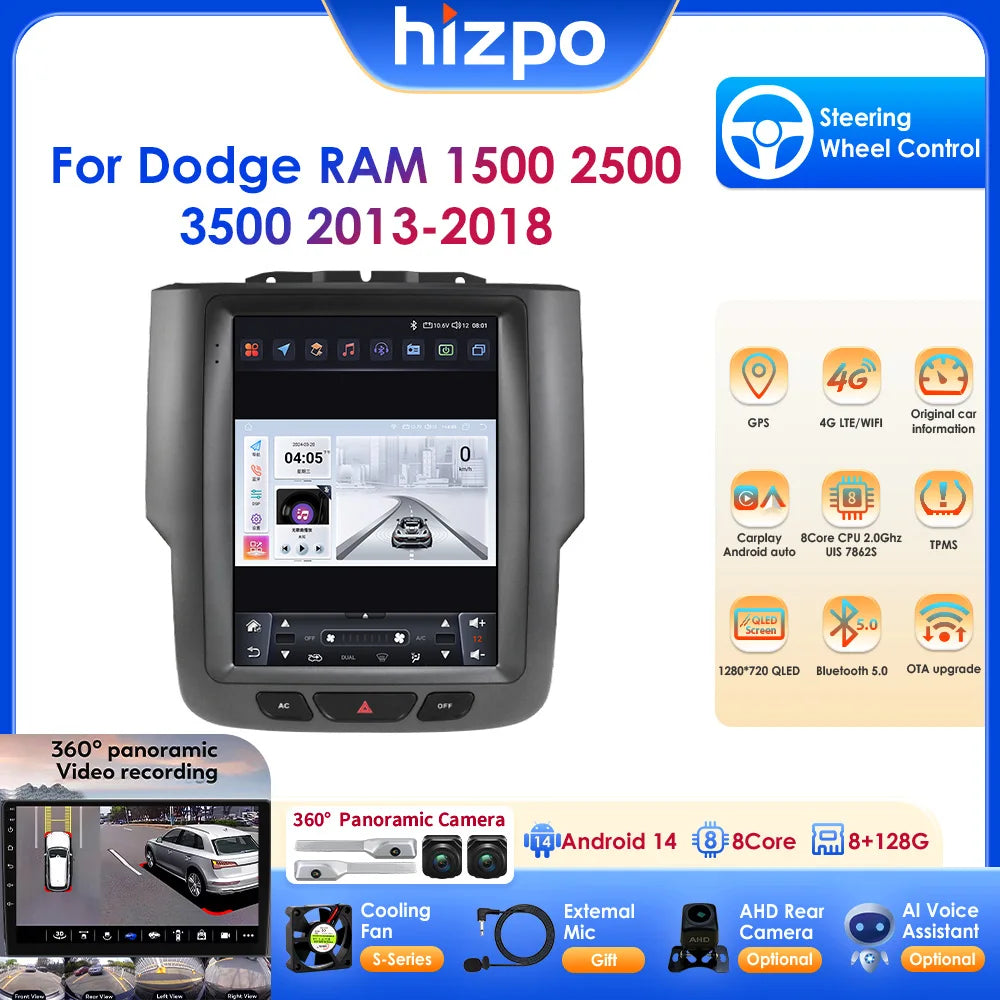 9.7" CarPlay Android Auto Head Unit for Dodge Ram 2013-2018