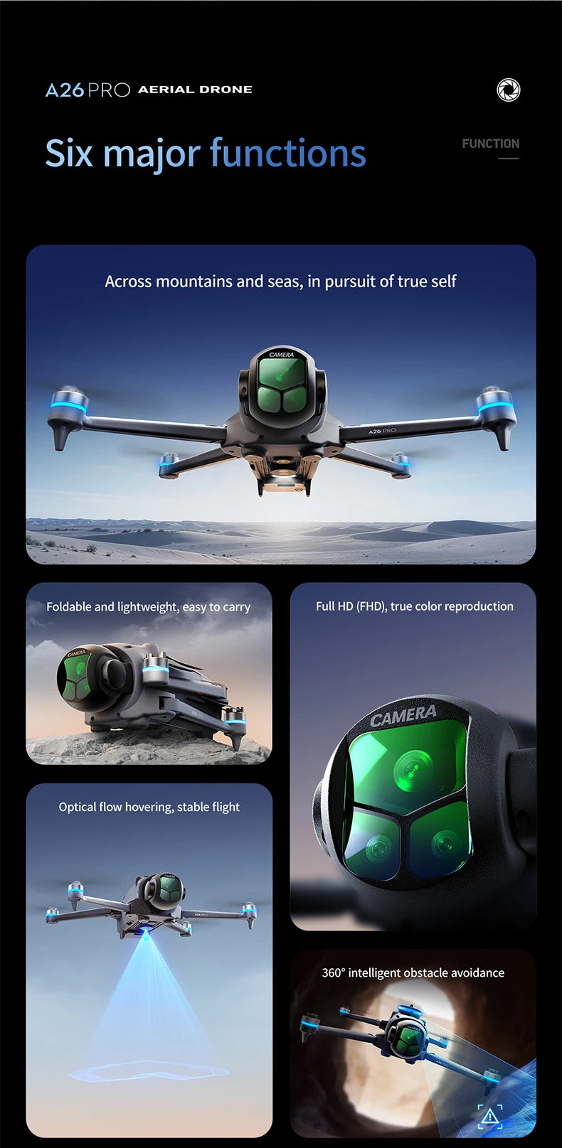 Lenovo A26 Pro Drone 4K Triple Camera FPV Foldable RC Quadcopter - image 8