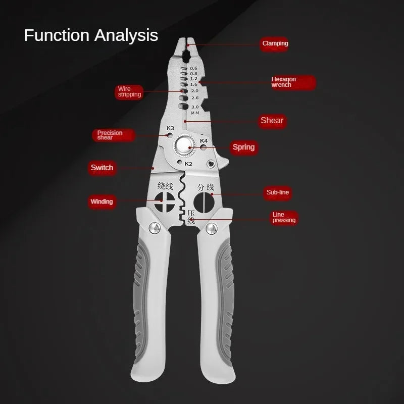 Wire Stripper Crimper Cable Cutter Adjustable Automatic Wire Stripper Multifunctional Stripping Crimping Pliers Terminal Tools