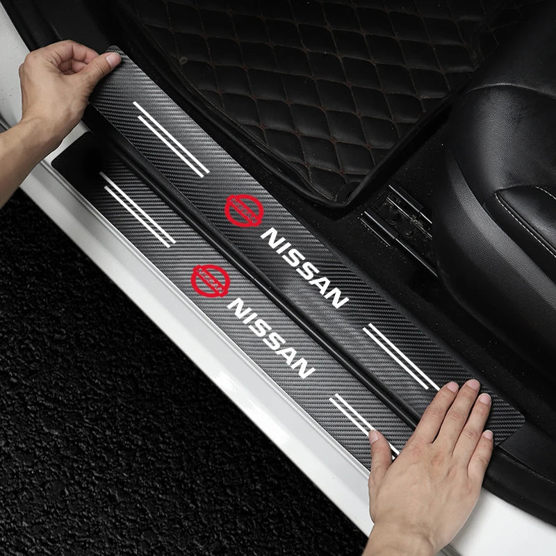 Carbon Fiber Texture Door Sill Sticker Set for Nissan Qashqai and X-Trail