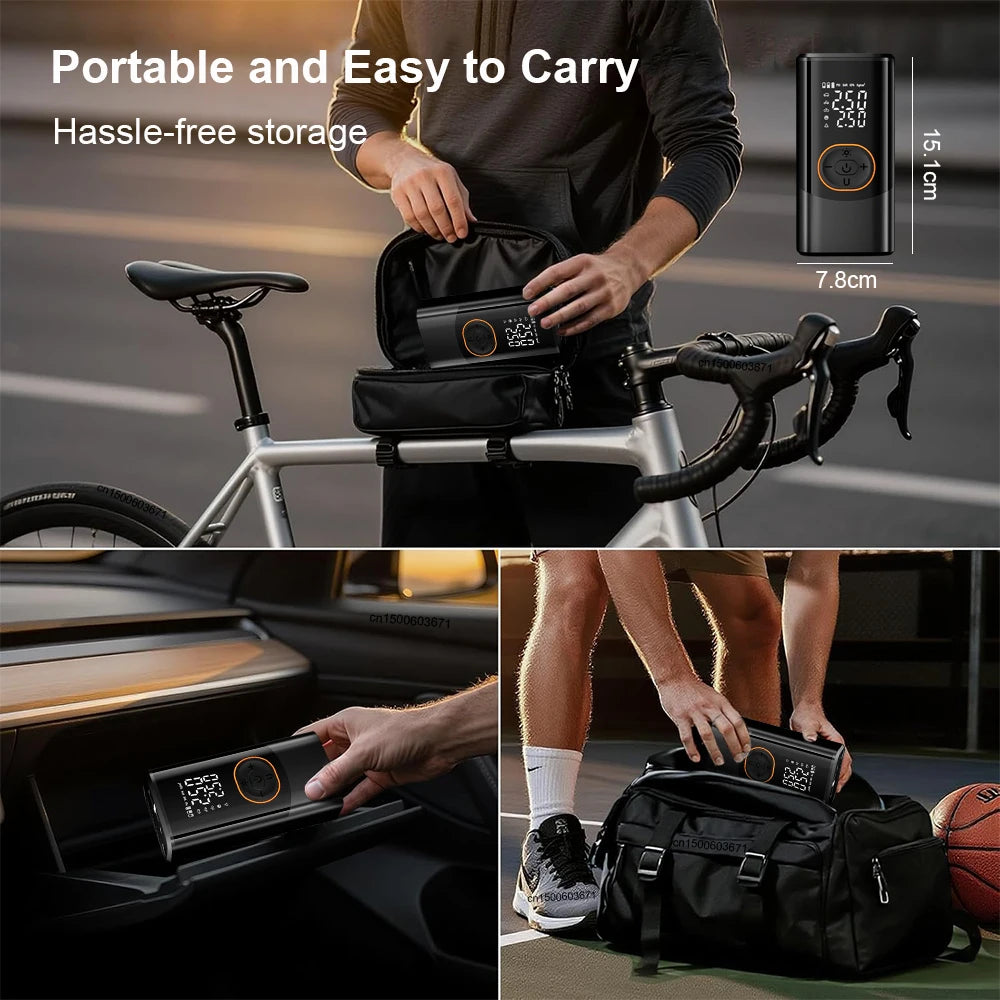 Tire Inflator Portable Air Compressor Cordless Tires Air Pump with LED Light Digital Display for Car Motorcycles and Bicycles