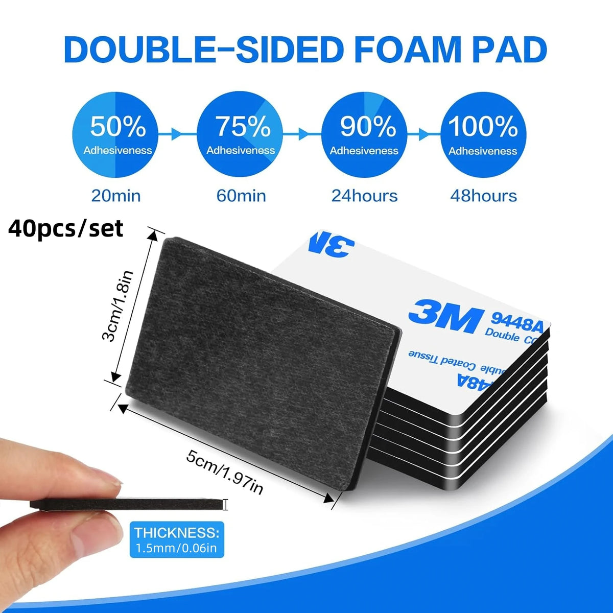 40-Piece High-Temperature Double-Sided Tape Pads