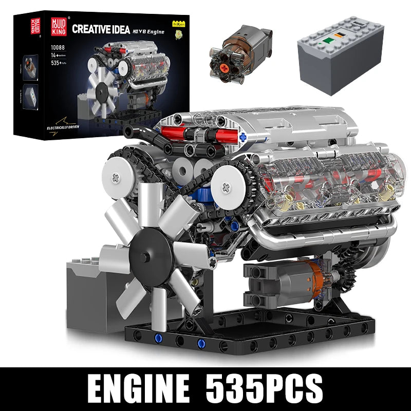 V8 Engine Building Block Model Kit, 500+ Pieces for Ages 8 and Up