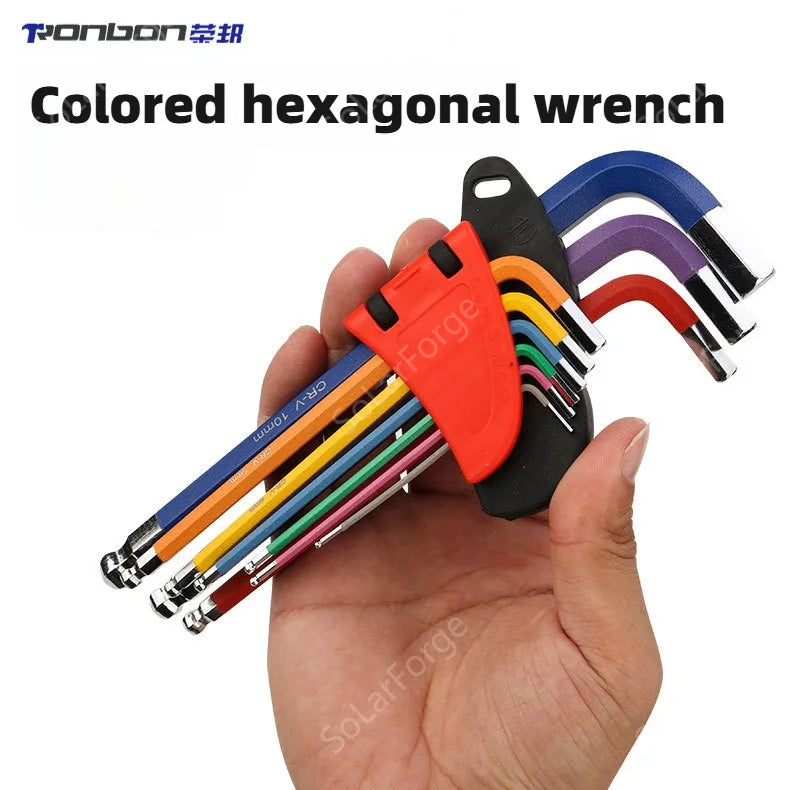 Allen Key Set L Wrench Kit For Allen Screw 9PCS Long Arm Hex Key Set 1.5mm To 10mm Hexagon Spanner Hand  Motorcycle Repair Tools