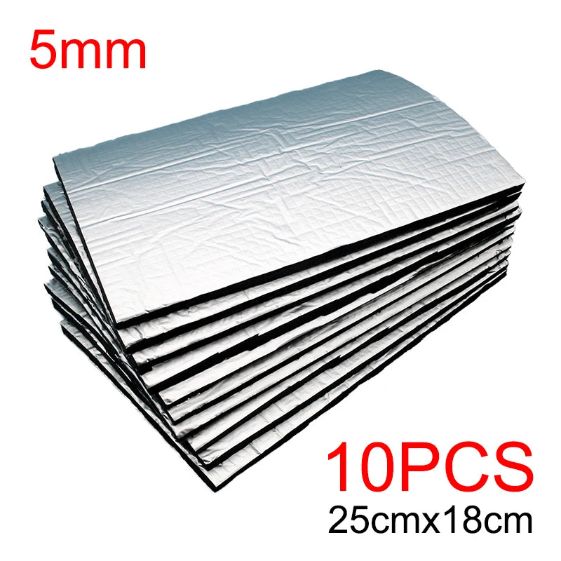 5mm car sound deadener mats 10 pack, slim hood and panel noise insulation