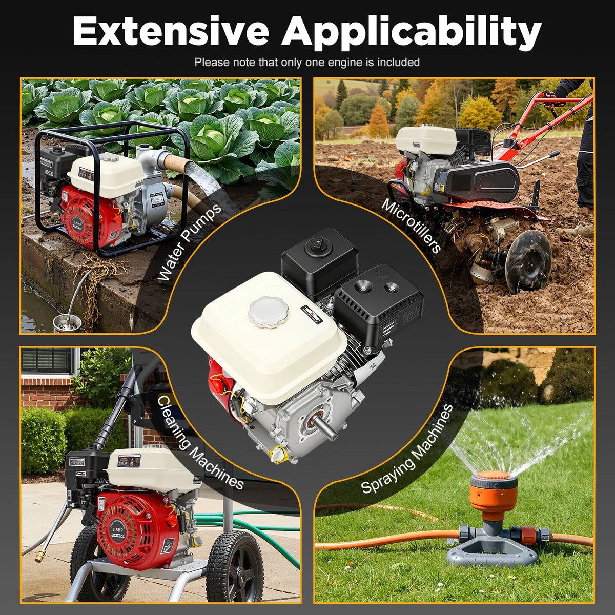 200cc 6.5HP 4-Stroke Gas Engine for Pressure Washer and Tiller