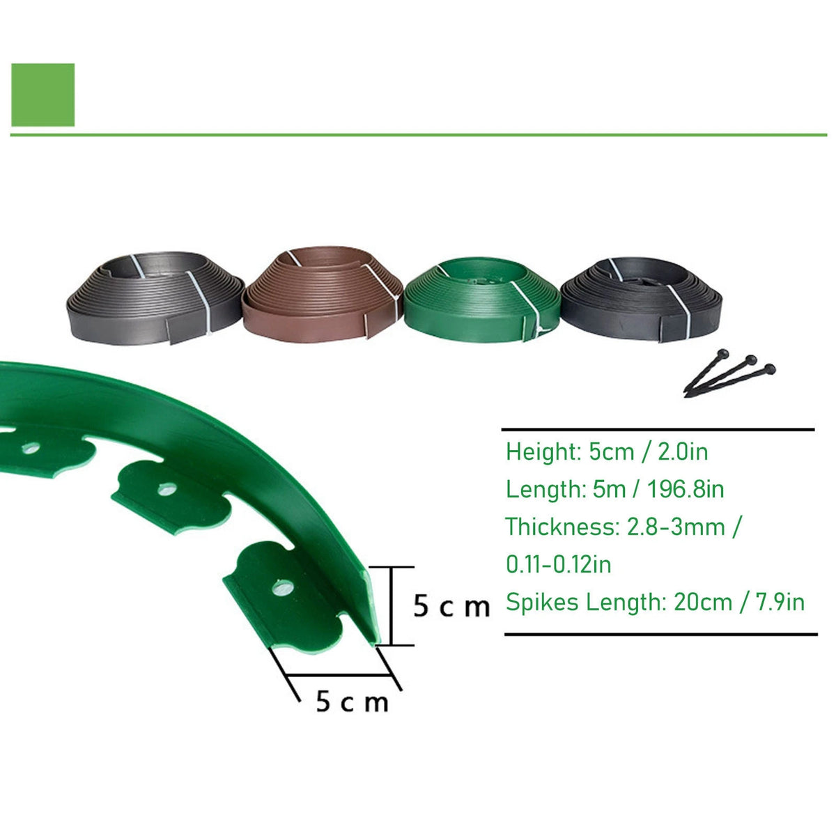 Landscape Lawn Edging Kit with 15 Spikes