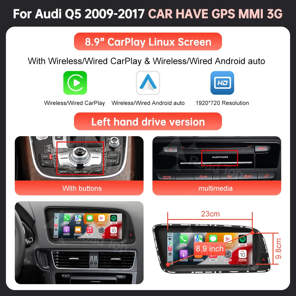 Audi Q5 2009-2017 Touch Screen Multimedia Player CarPlay Android Auto - image 7
