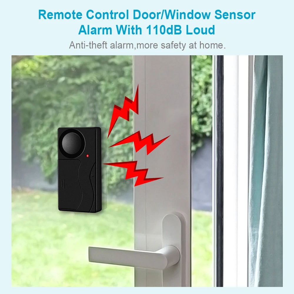 110dB Wireless Vibration Alarm with Remote – Door, Window & Bike