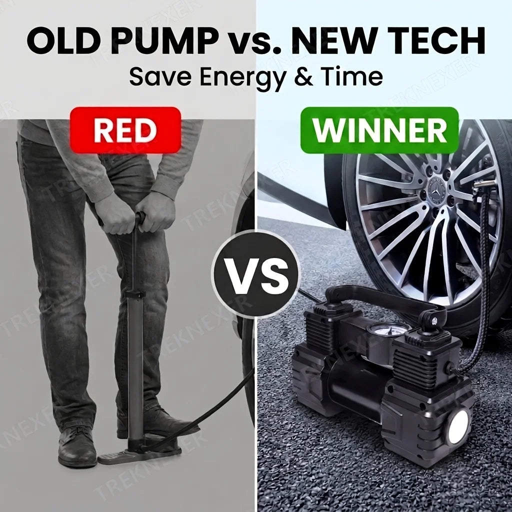 Tire Inflator Portable Air Compressor for Car Tires, 12V DC Auto Tire Pump with Digital Pressure Gauge, Emergency LED Light