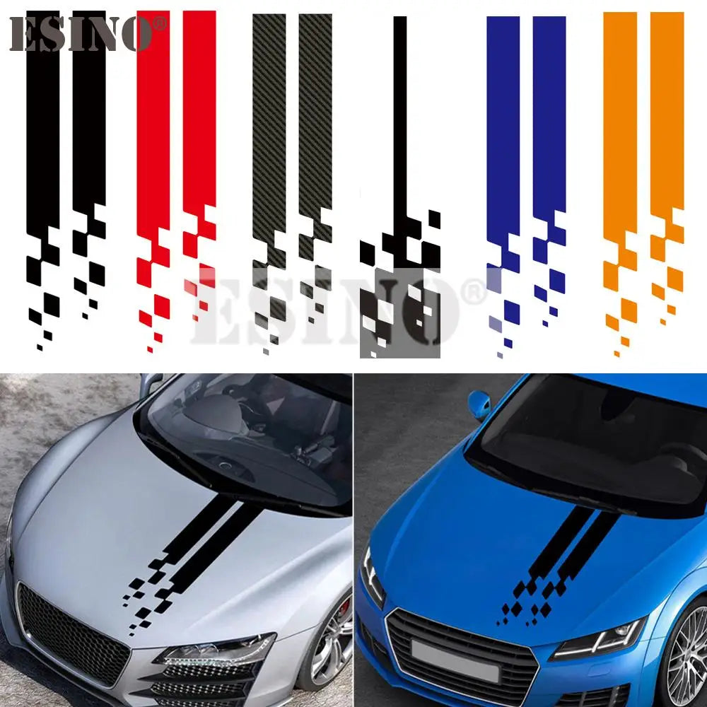 Universal Vinyl Stripe Car Hood Covers - Customizable Decals