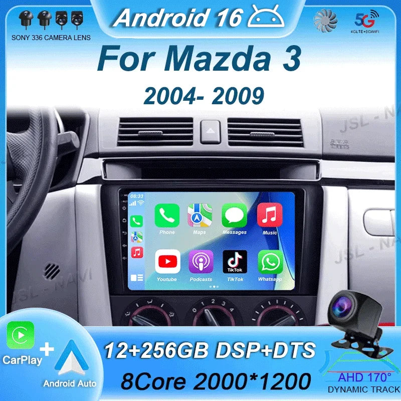 Android 16 Car Radio GPS CarPlay for Mazda 3 2004-2009