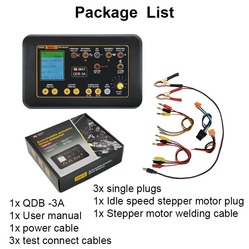 QDB-3A 2A Car Ignition Coil Tester Tool Injector Solenoid Valve Idling Stepper Motor Instrument Fault Detector Drive Simulator