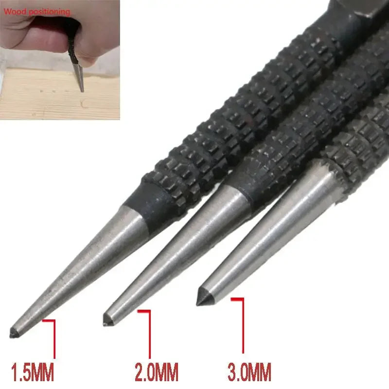 Center Punch Set 3-Piece, Non-Slip High Carbon Steel for Metal/Wood