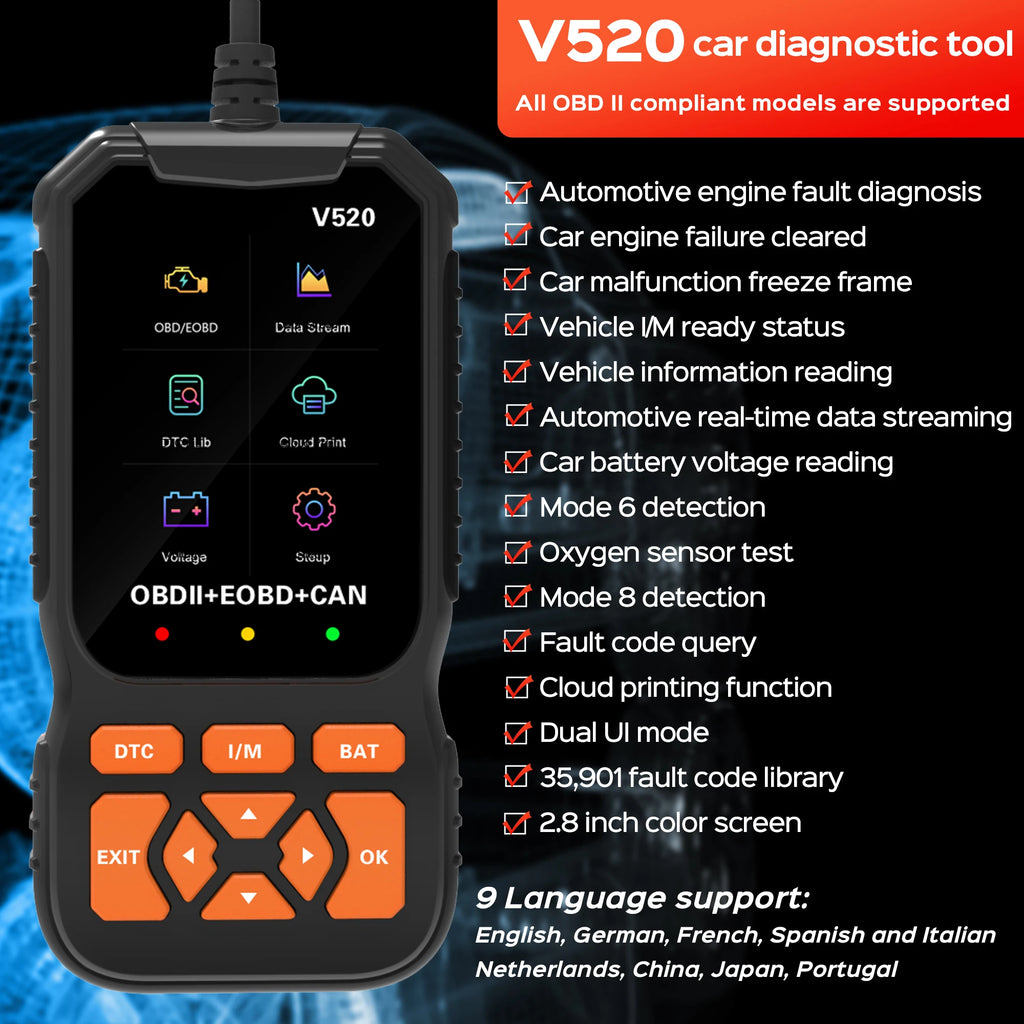 OBD2 Car Scanner Diagnostic Scan Tool Professional Vehicle Fault Code Reader