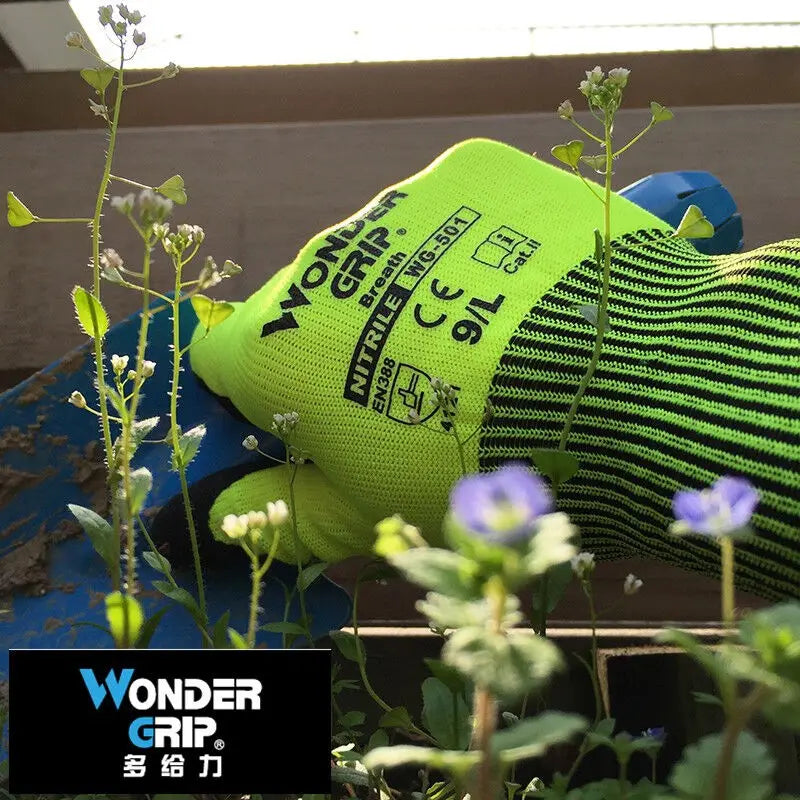 Nitrile Foam-Coated Garden Work Gloves, Fluorescent Green - image 5