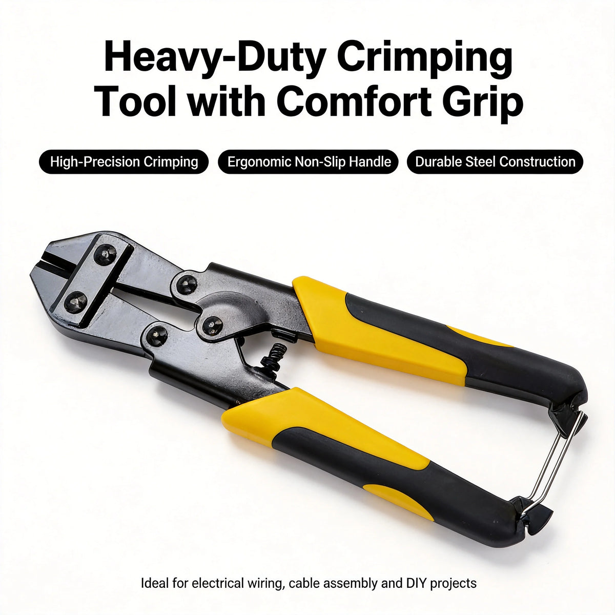 Compact 8 Inch Bolt Cutter Heavy Duty Steel 42HRC Heat-Treated Jaw with Safety Lock