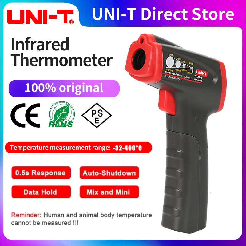 UT300S Infrared Digital Thermometer, Industrial Non-Contact Digital Temperature Gun Measurement Device