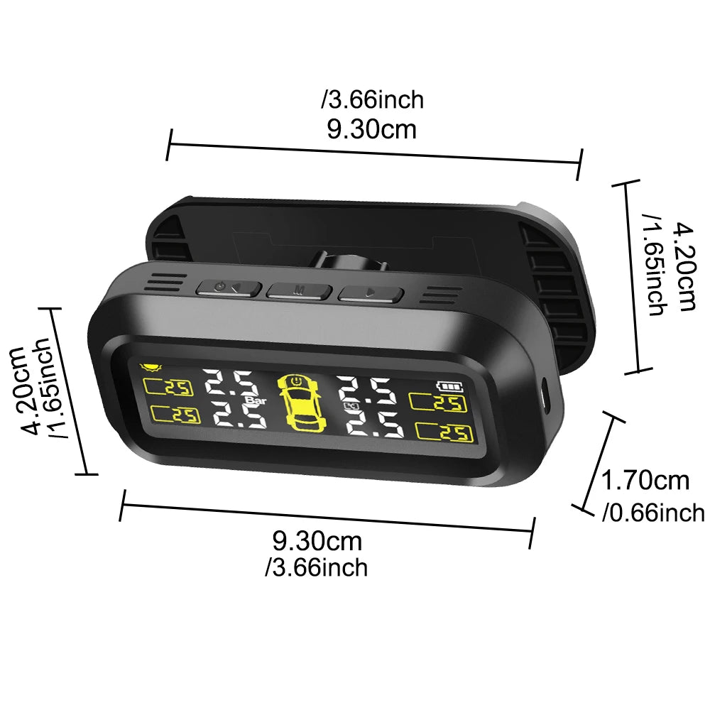 Tire Pressure Monitoring System Temperature Warning New C External Battery Version Sensors Solar TPMS Car Tyre Pressure Monitor