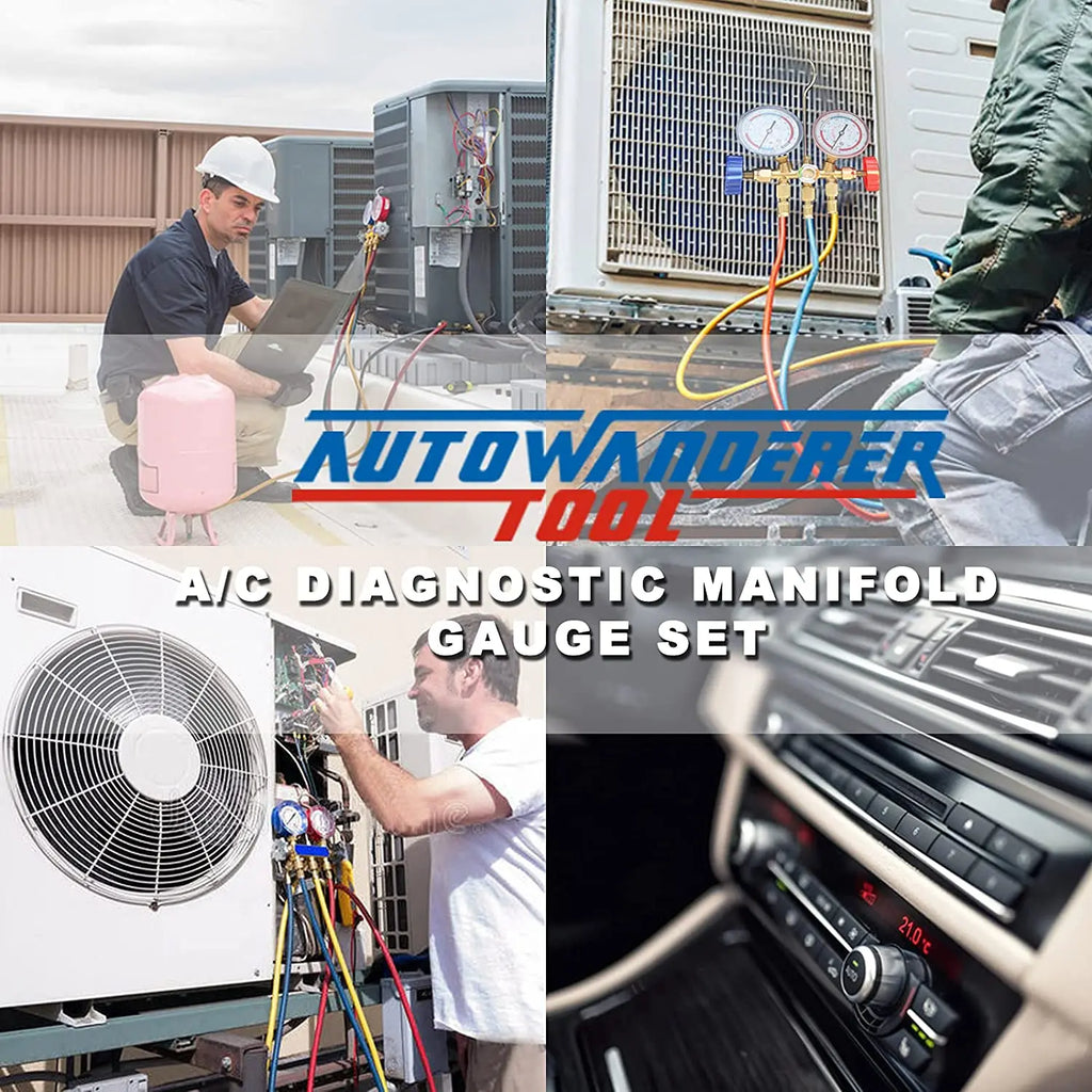 Refrigerant Manifold Gauge Air Condition Refrigeration Set Charging Hose for R12 R22 R404A R134A Refrigerants