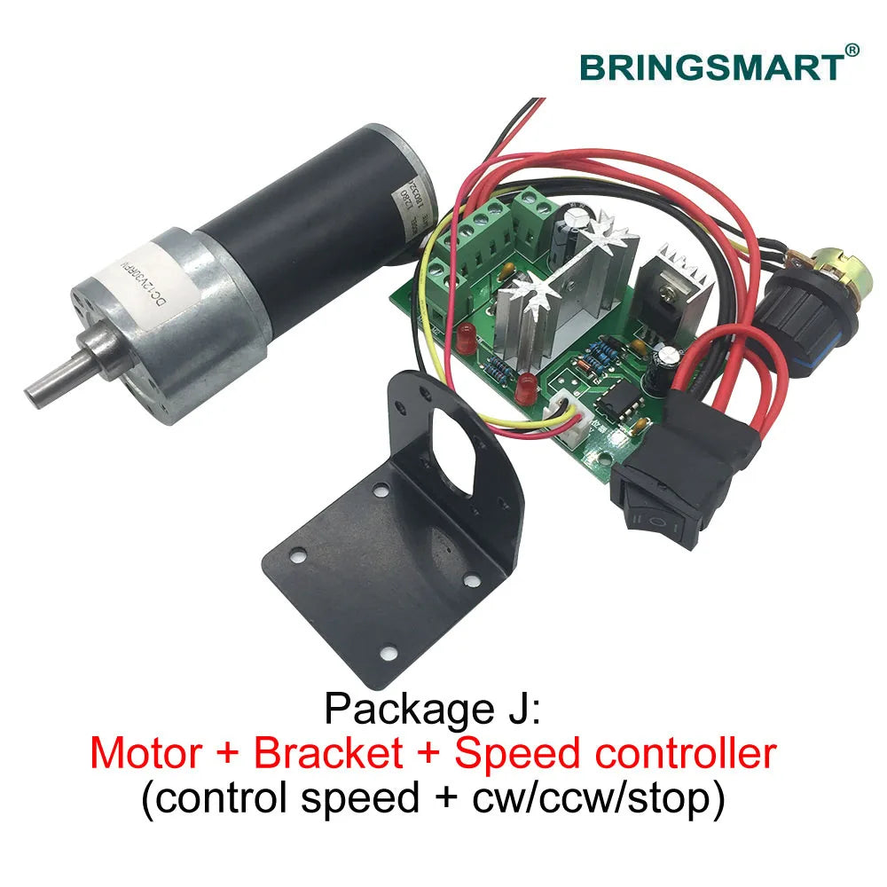 12V/24V DC Gear Motor, High Torque, Self-Locking