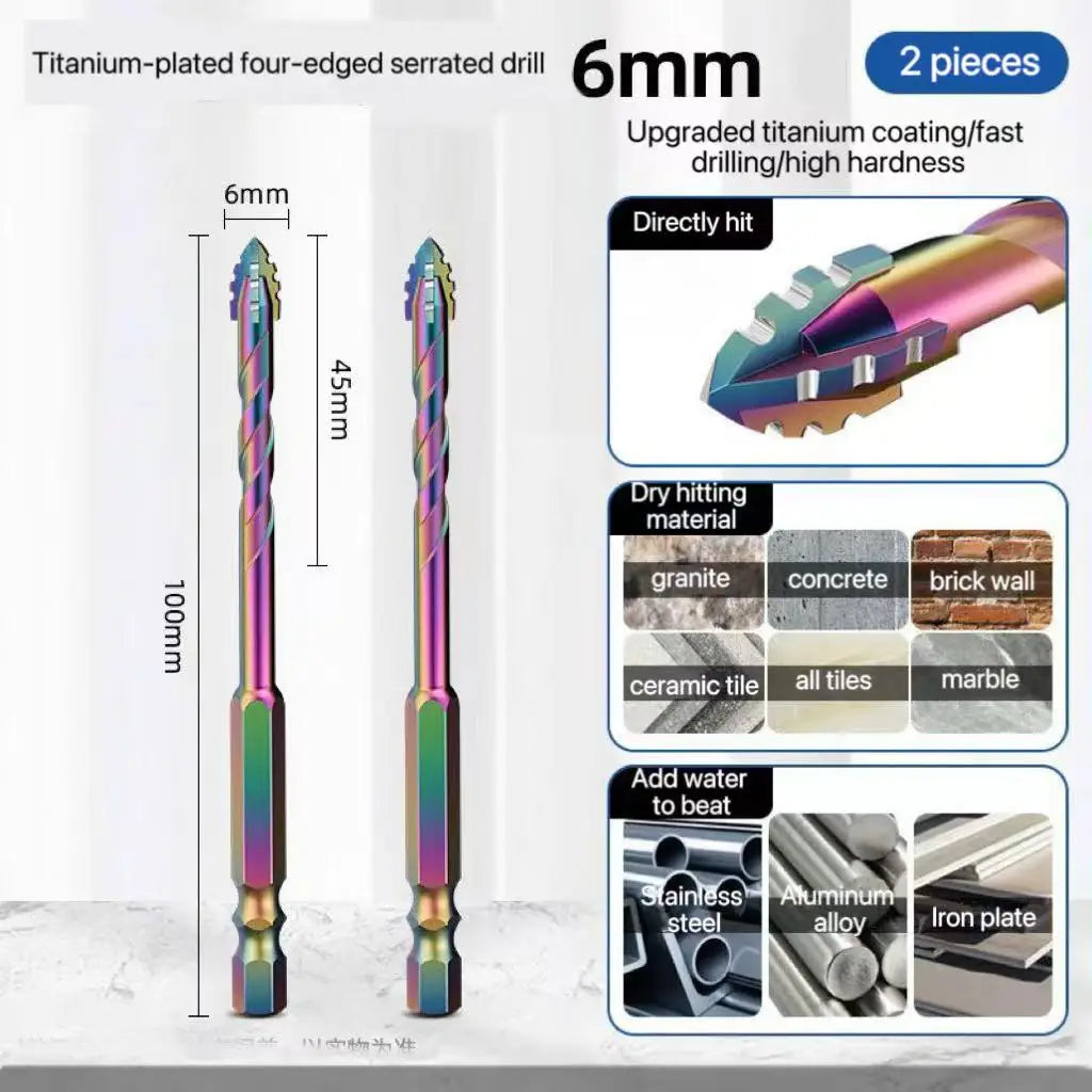 3-12mm Four-Edge Serrated Drill Bit Set for Glass, Tile, Concrete & Metal