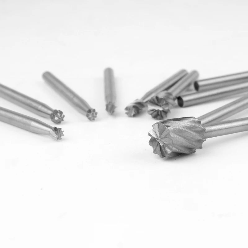 6/10pcs Set HSS Routing Router Drill Bits Set for Carbide Rotary Burrs Tools Wood Stone Metal Root Carving Milling Cutter