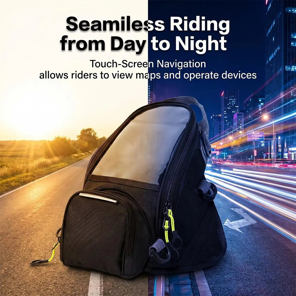 Motorcycle Riding Tank Bag Magnetic Fuel Tank Bag With Touchable Phone Screen Window Waterproof Motorbike Riding Storage Bag