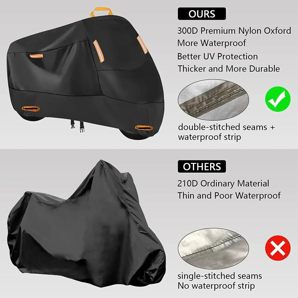 Motorcycle Cover Waterproof All Season Dustproof UV Protective Outdoor Indoor Scooter Wear-resistant Fabric Motorbike Cover