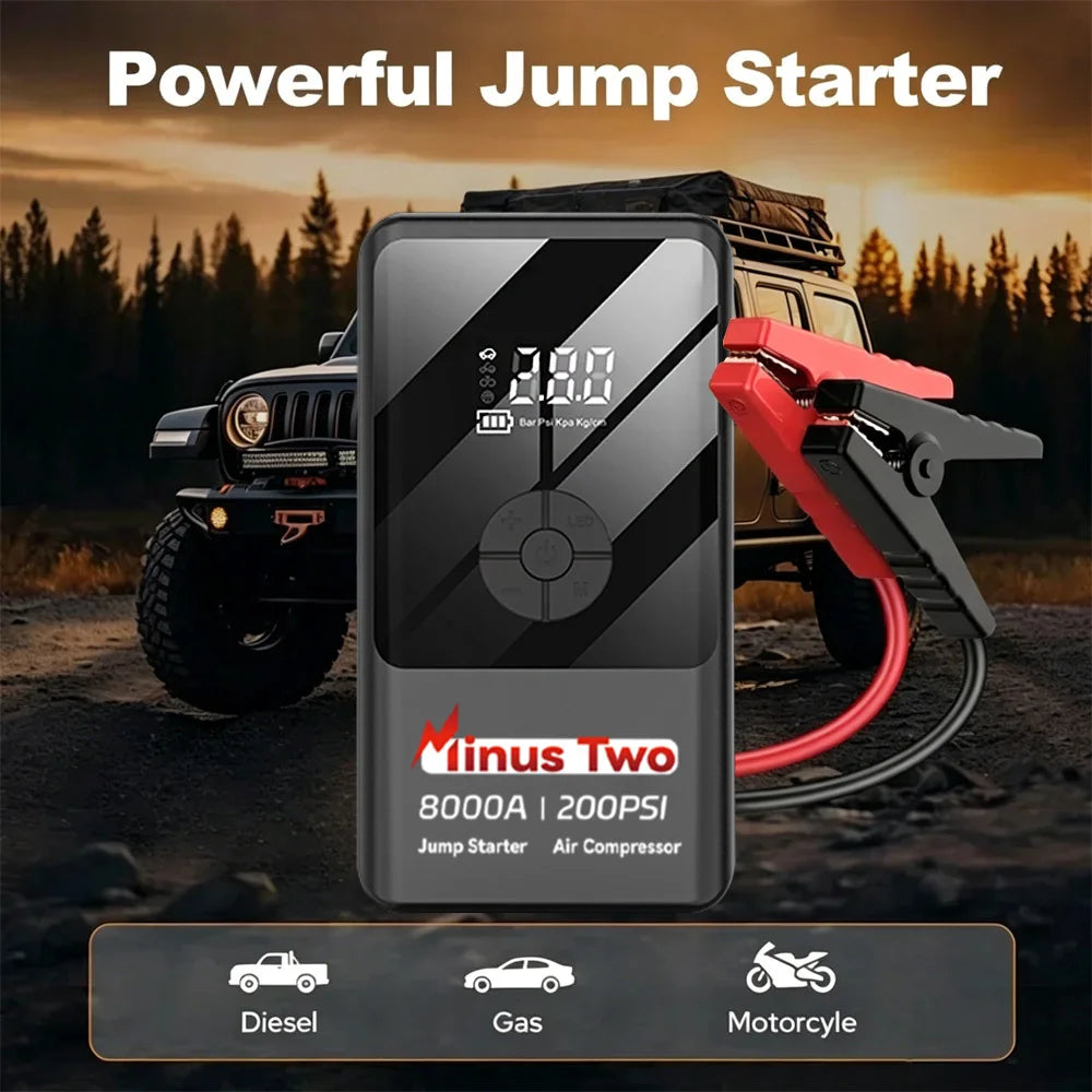 Car Jump Starter Power Bank Potable Battery With USB Port and LED Lights Less Portable Car Starting for Emergency Device