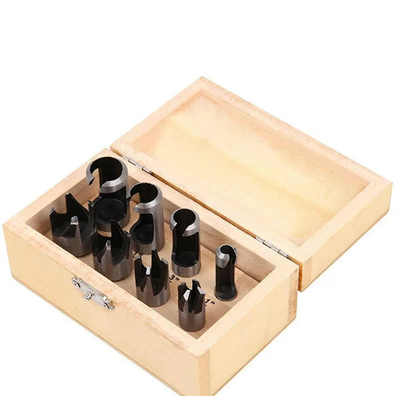 Carbon Steel Wood Plug Cutter Drill Bit Set, 8 Pc Claw Type